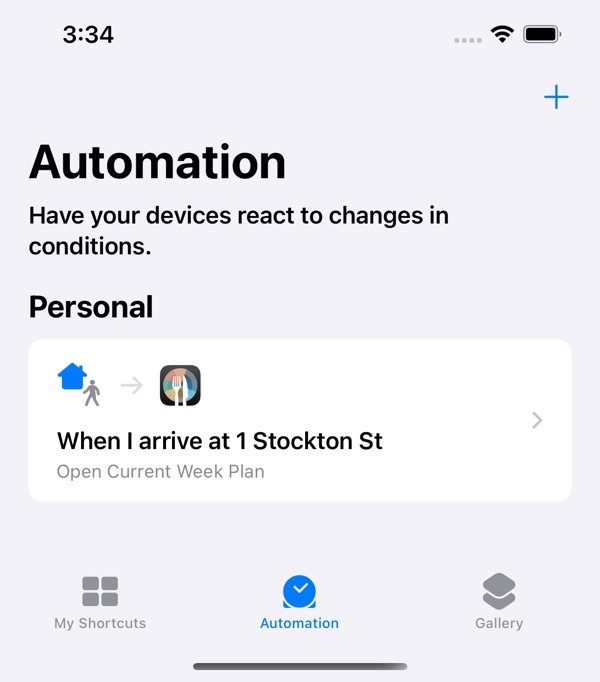 IOs commands screen showing routine that opens current menu when user travels to some address